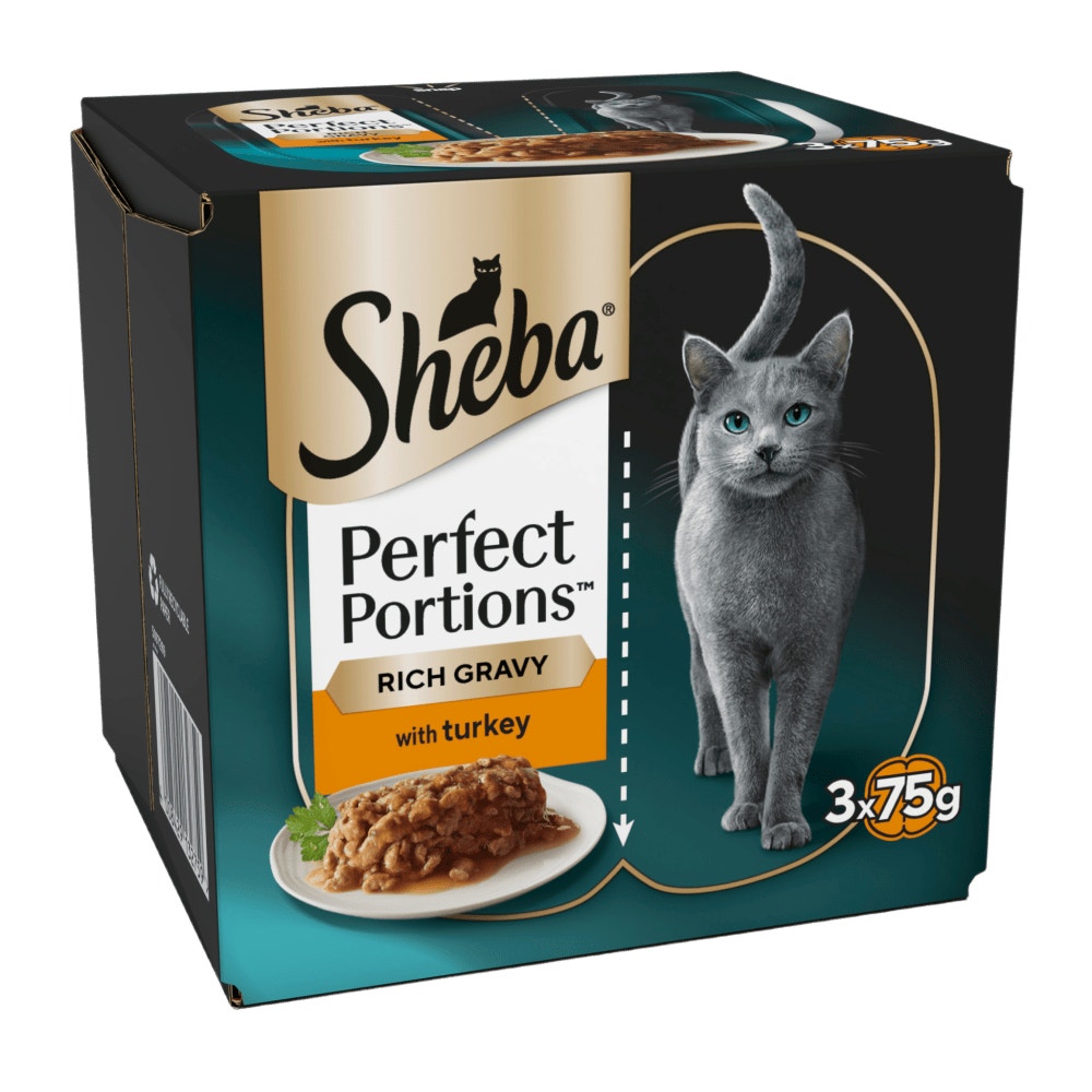 SHEBA® PERFECT PORTIONS™ Adult Wet Cat Food Turkey Chunks 3 x (2x37.5g) Tray - 1