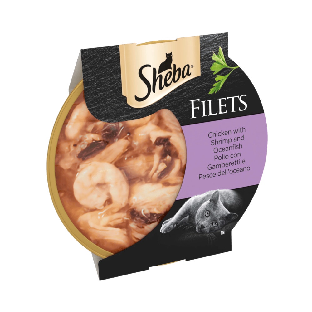 SHEBA® Filets Adult Cat Food with Chicken and Fish in Gravy 60g Tray - 1