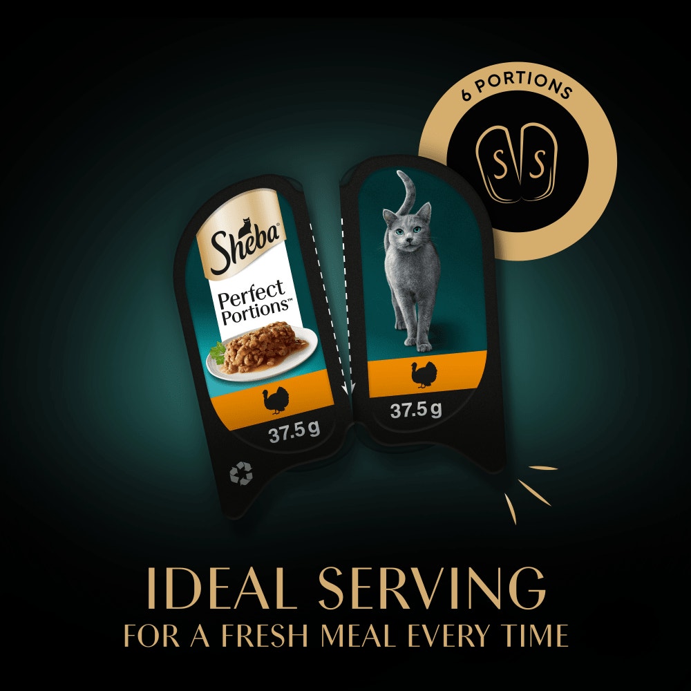 SHEBA® PERFECT PORTIONS™ Adult Wet Cat Food Turkey Chunks 3 x (2x37.5g) Tray - 4