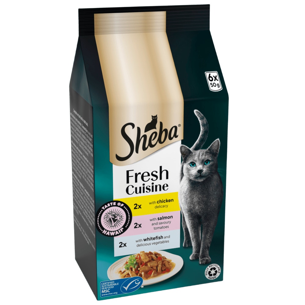 SHEBA® Fresh Cuisine Taste of Hawaii Wet Cat Food Fish in Gravy 6x50g Pouch - 1