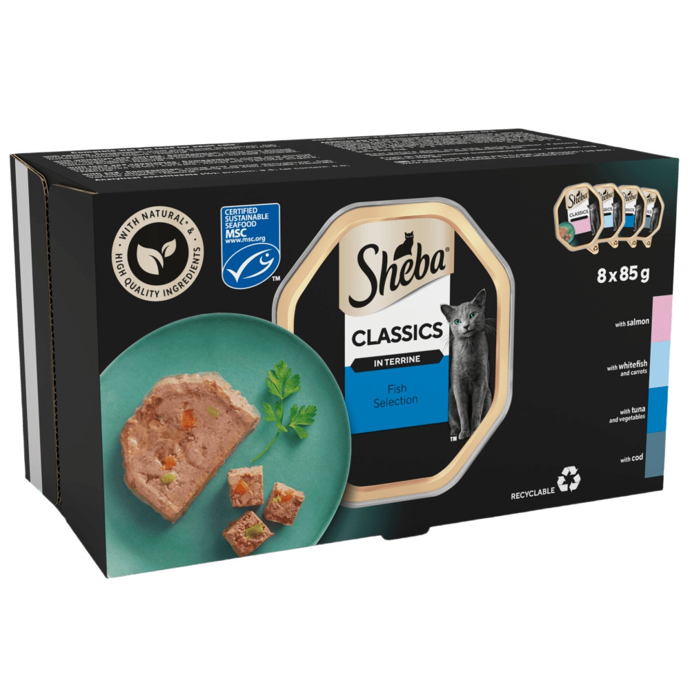 SHEBA® Classics Adult Cat Food with Salmon in Terrine 8 x 85g Tray - 1